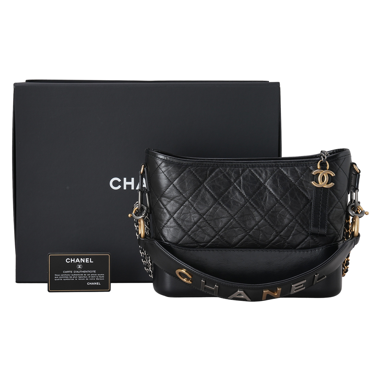 CHANEL(USED)샤넬 로고 스트랩 가브리엘 호보 뉴미듐