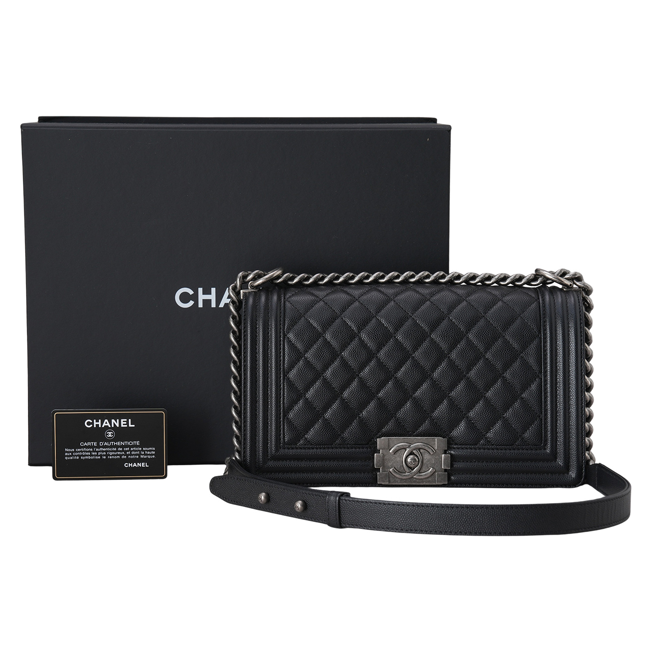 CHANEL(USED)샤넬 캐비어 보이샤넬 미듐 플랩백
