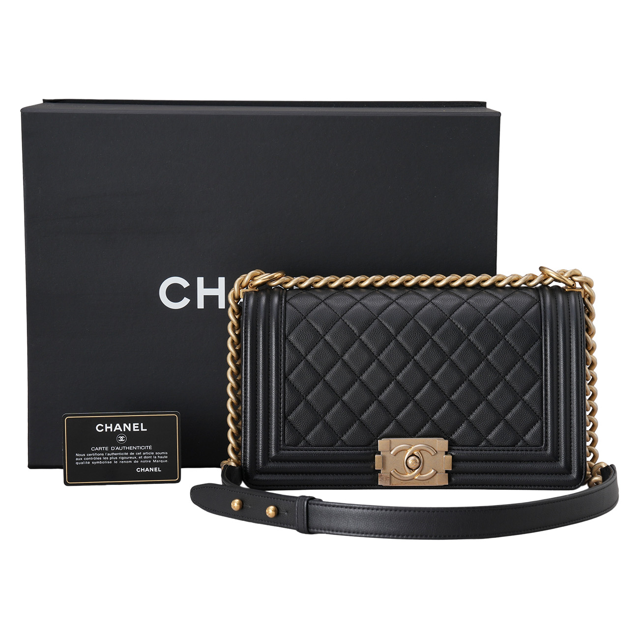CHANEL(USED)샤넬 캐비어 보이샤넬 미듐