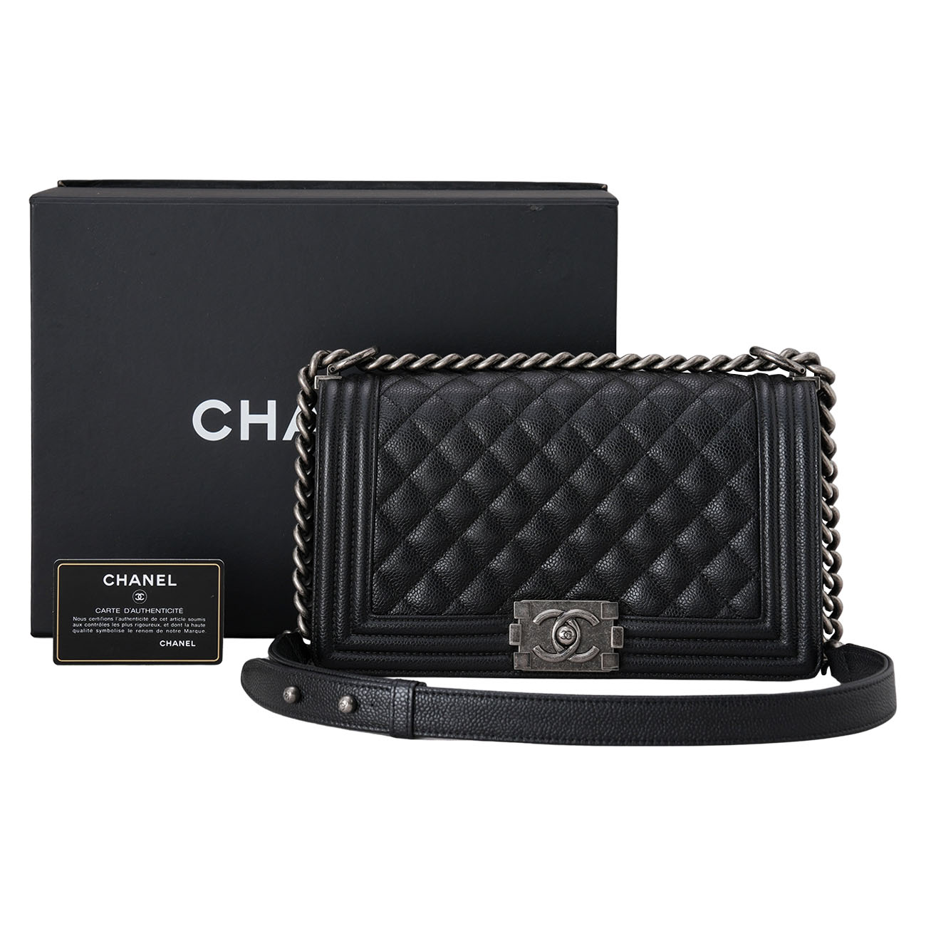 CHANEL(USED)샤넬 캐비어 보이샤넬 미디움 백