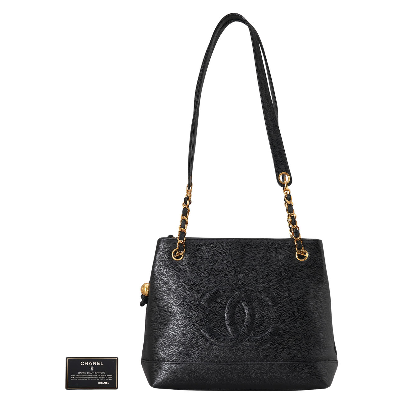 CHANEL(USED)샤넬 캐비어 시즌 CC로고 체인 숄더백