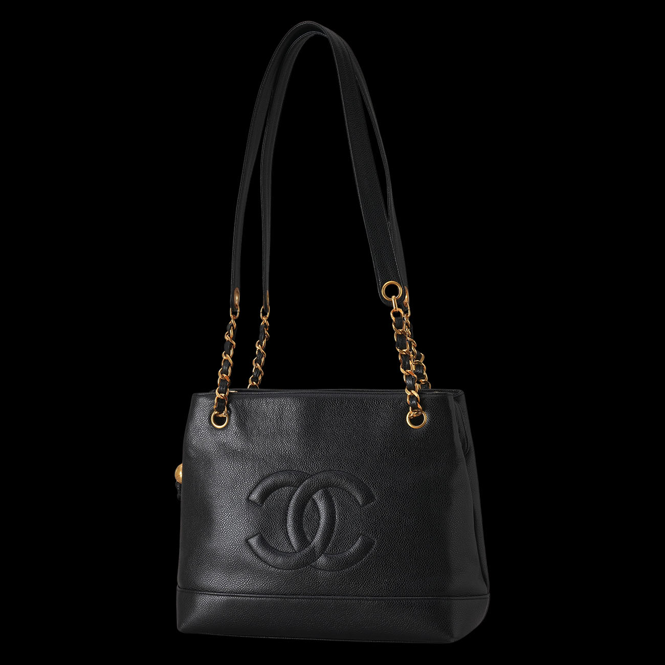 CHANEL(USED)샤넬 캐비어 시즌 CC로고 체인 숄더백