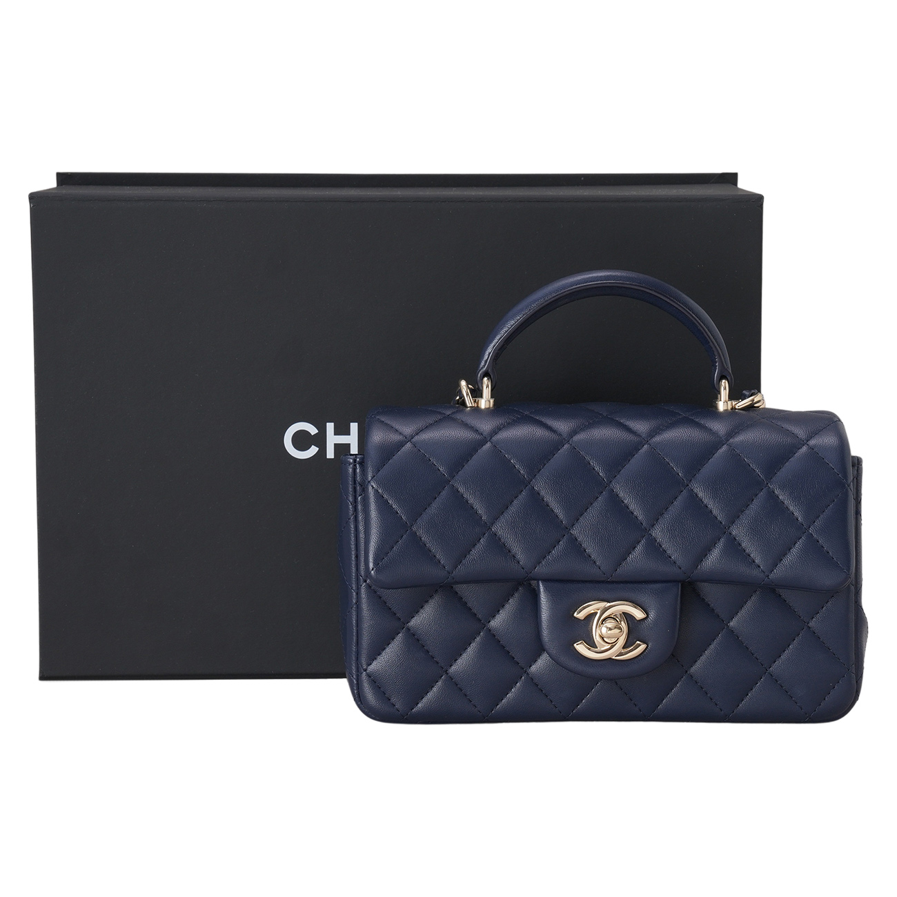 CHAUMET(USED)샤넬 램스킨 클래식 뉴미니 탑 핸들백