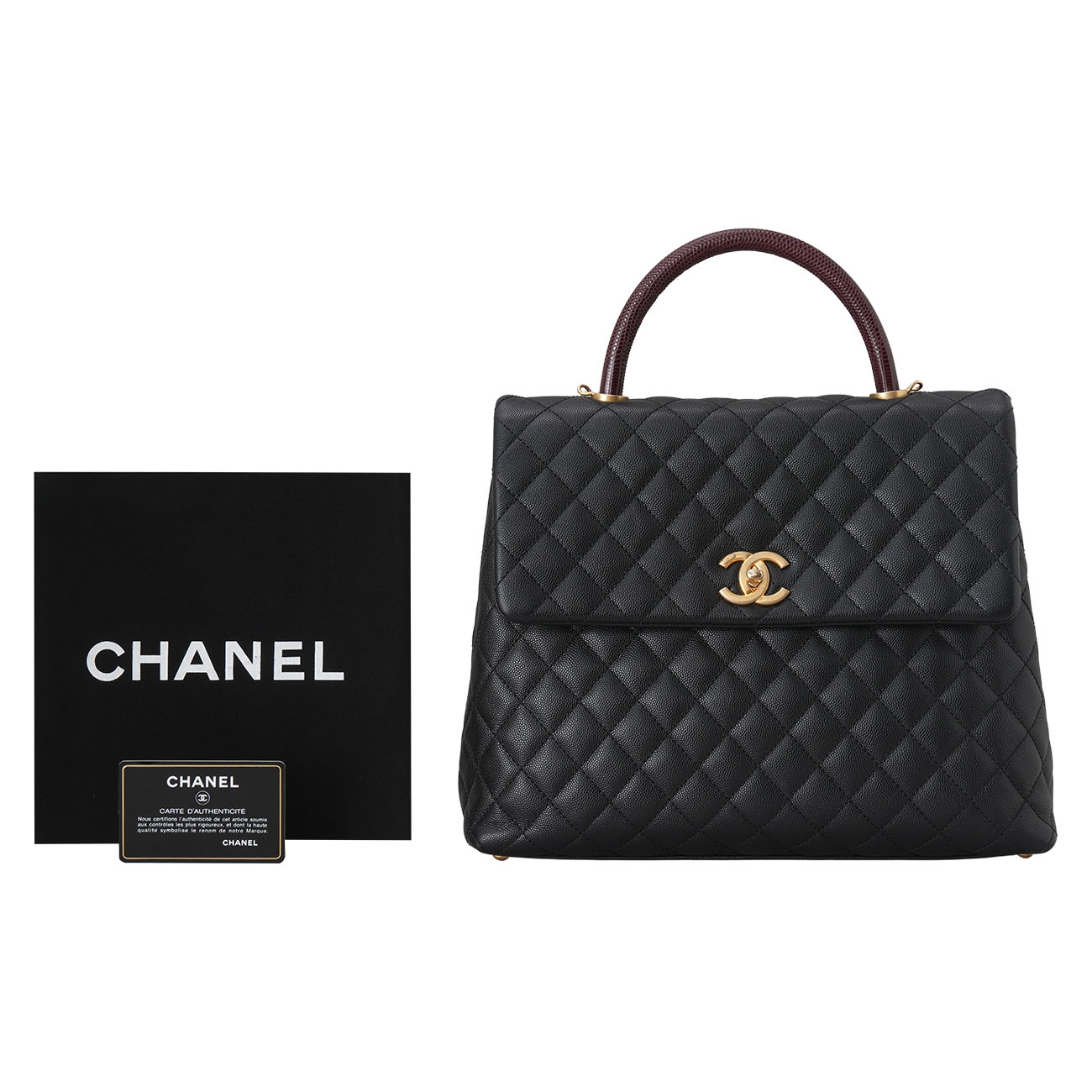 CHANEL(USED)샤넬 캐비어 코코핸들 라지 리자드핸들