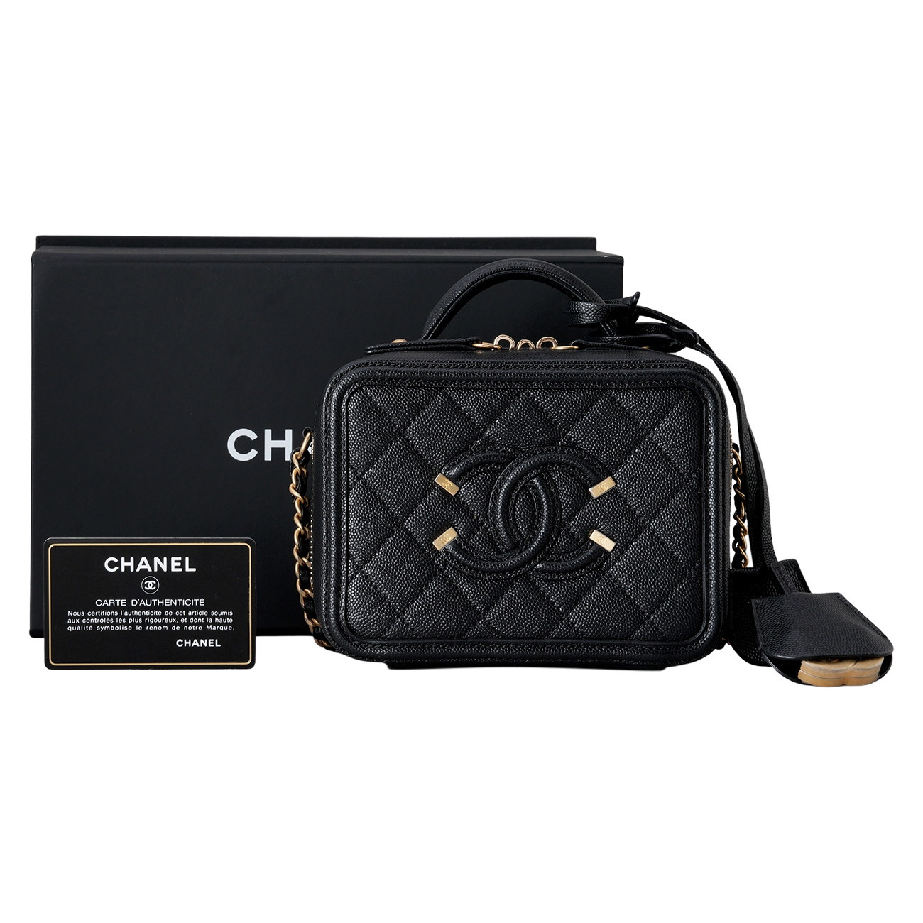 CHANEL(USED)샤넬 캐비어 필리그리 베니티 탑핸들