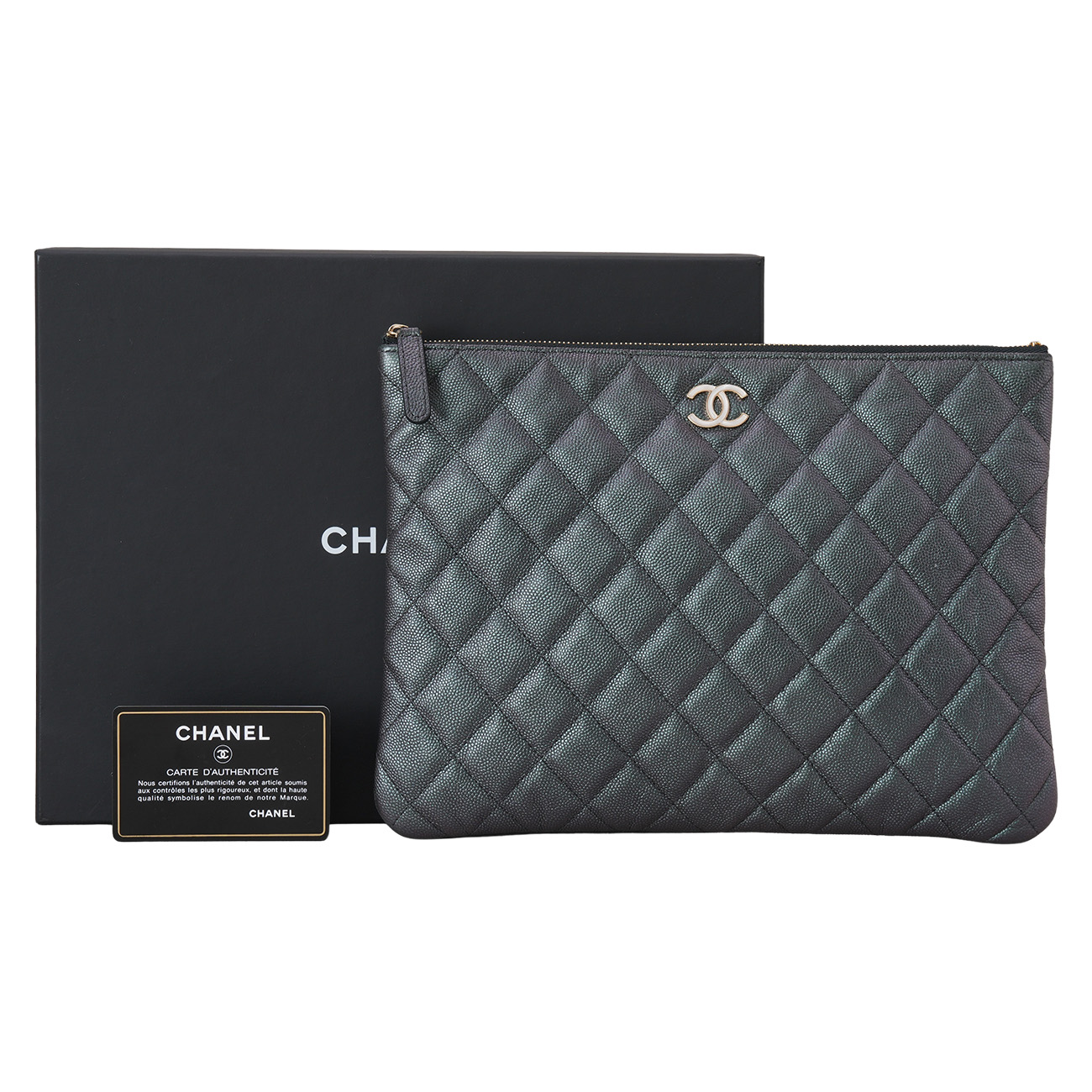 CHANEL(USED)샤넬 시즌 캐비어 클러치 뉴미듐