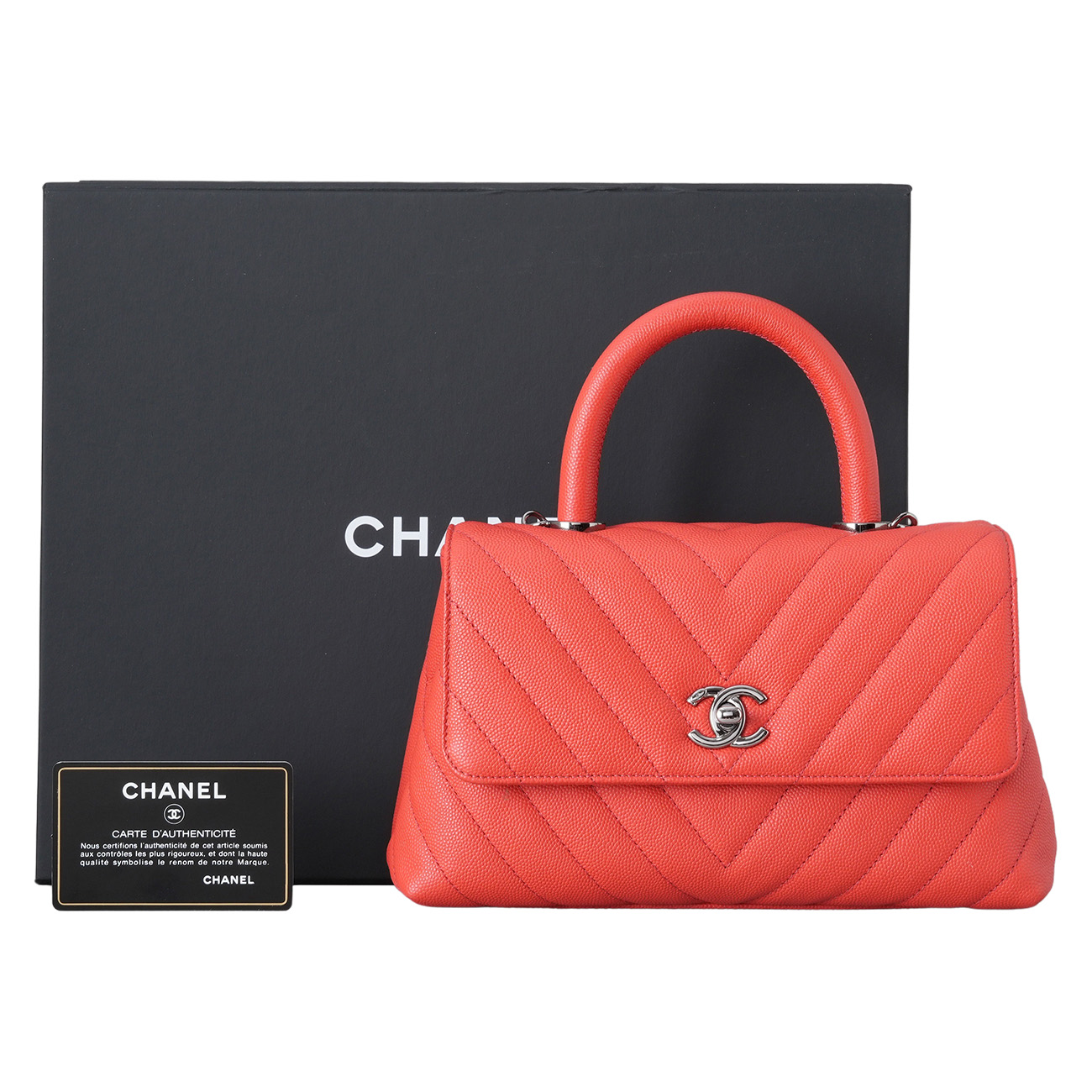 CHANEL(USED)샤넬 캐비어 코코핸들 쉐브론 23