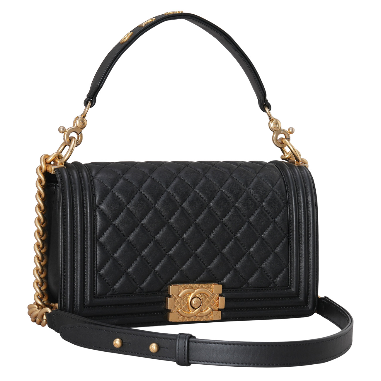 CHANEL(USED)샤넬 AS2118 레터링 탑핸들 보이샤넬 미듐