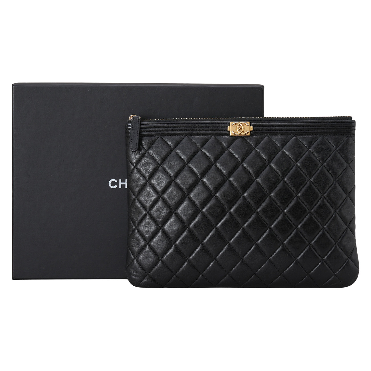 CHANEL(USED)샤넬 램스킨 보이샤넬 클러치 뉴미듐