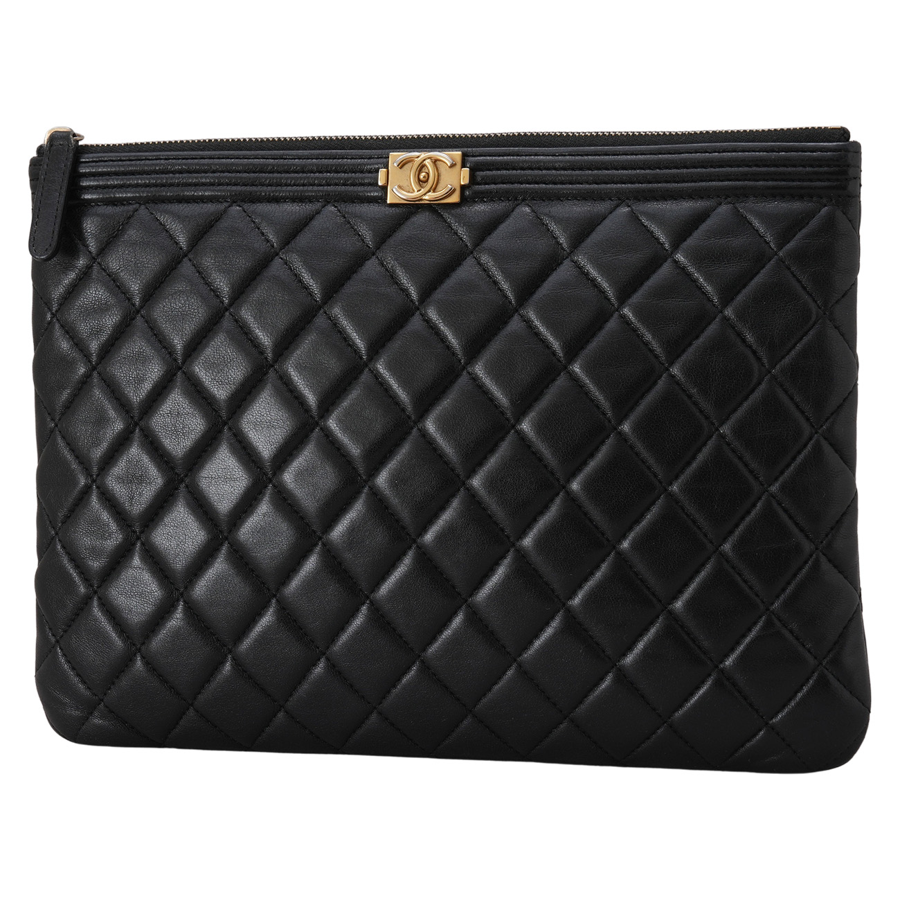 CHANEL(USED)샤넬 램스킨 보이샤넬 클러치 뉴미듐