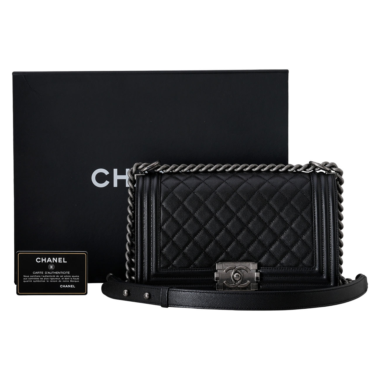 CHANEL(USED)샤넬 캐비어 보이샤넬 미디움 백