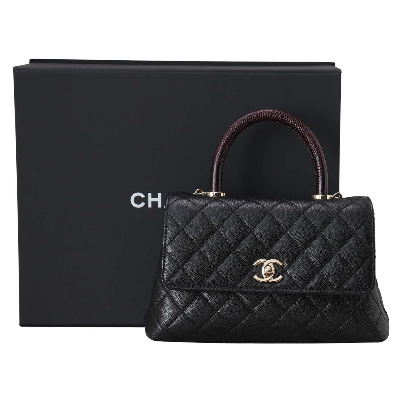 CHANEL(USED)샤넬 캐비어 코코핸들 스몰 리자드핸들