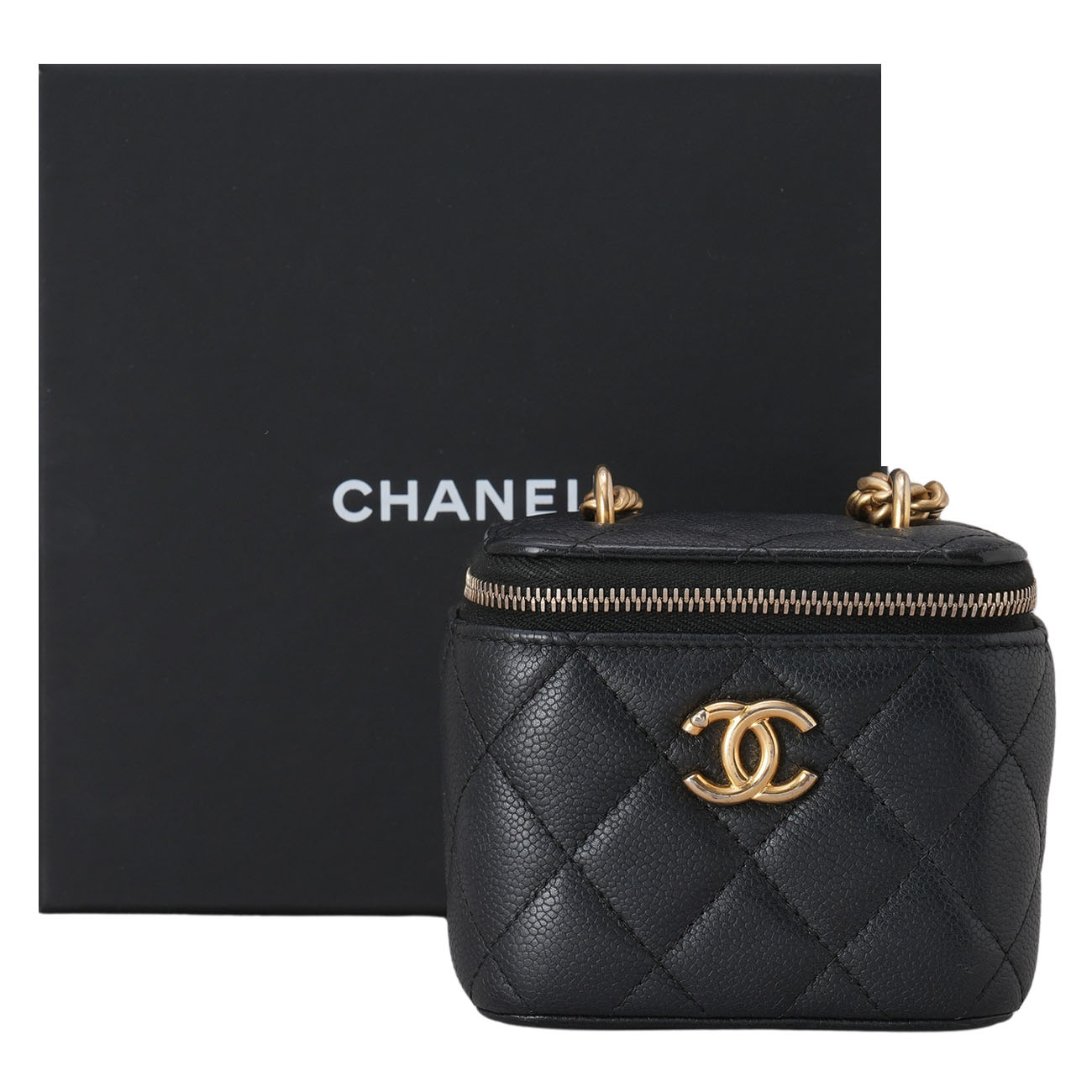 CHANEL(USED)샤넬 AP3203 캐비어 정사각 베니티 하트볼 체인 크로스백