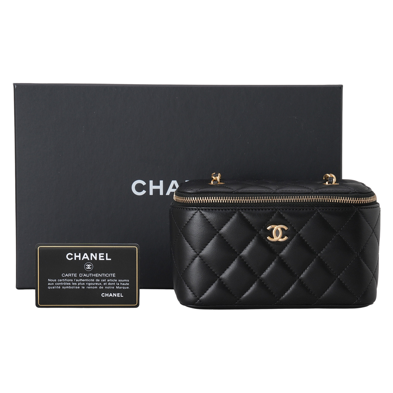 CHANEL(USED)샤넬 램스킨 직사각 베니티 골든볼