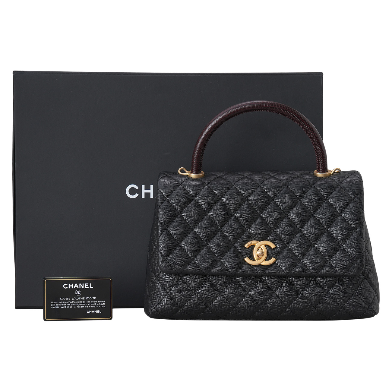 CHANEL(USED)샤넬 캐비어 코코핸들 28 리자드 핸들