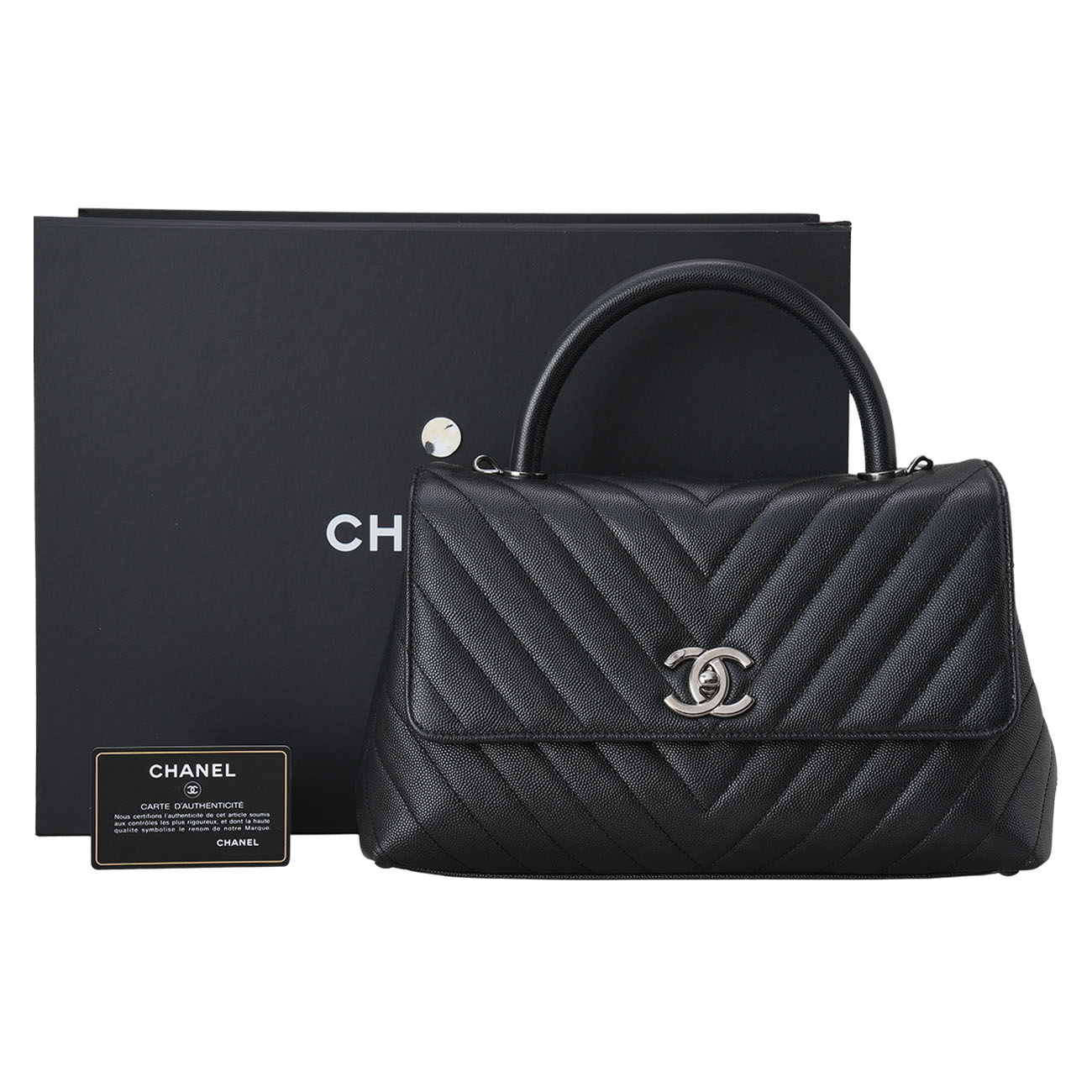 CHANEL(USED)샤넬 캐비어 쉐브론 코코핸들 28