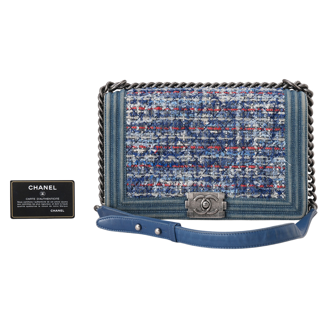 CHANEL(USED)샤넬 데님 트위드 보이샤넬 라지 플랩백