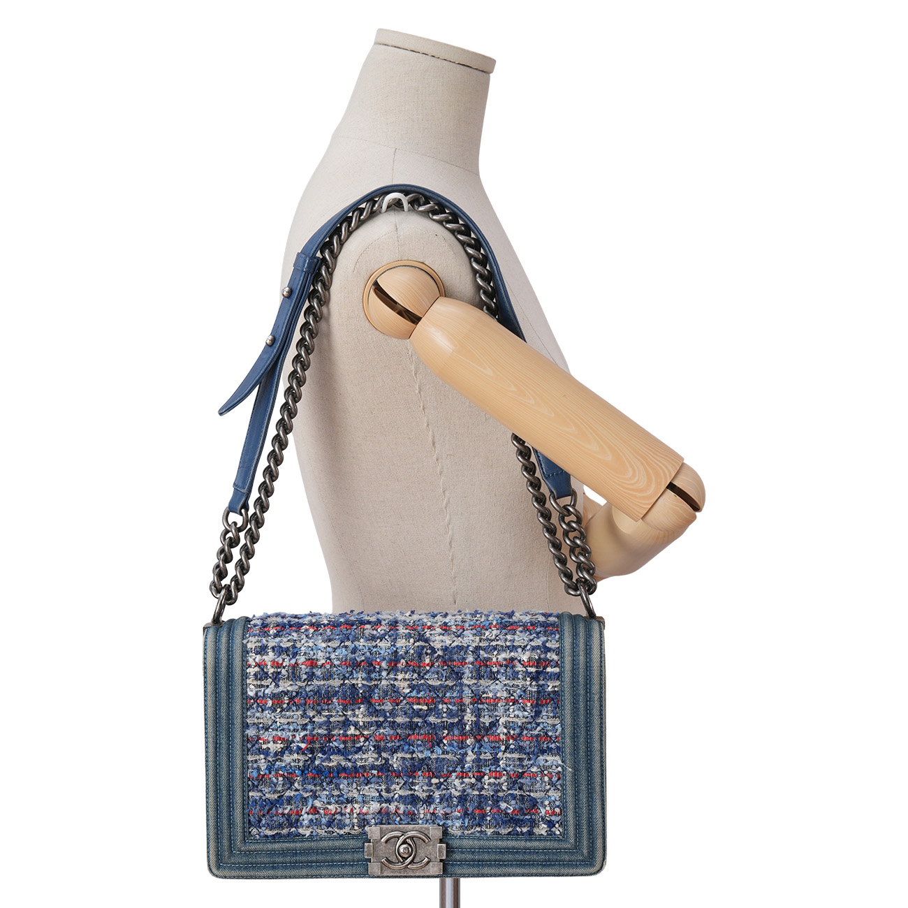 CHANEL(USED)샤넬 데님 트위드 보이샤넬 라지 플랩백