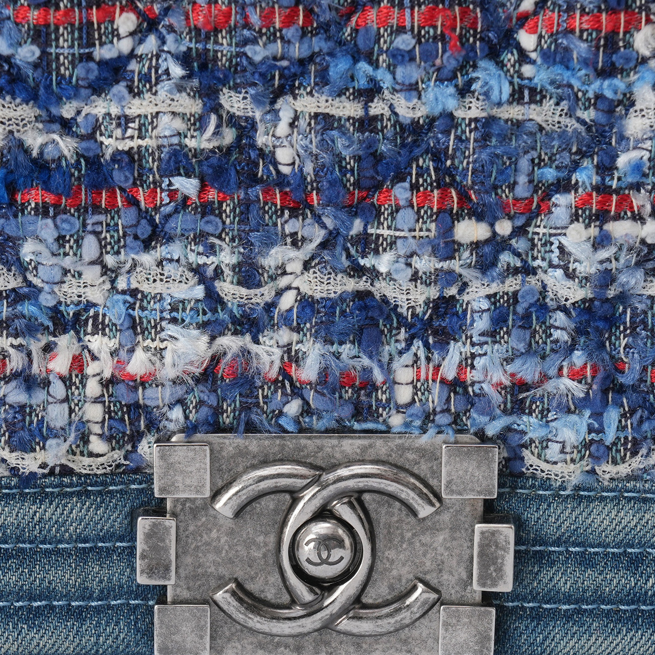 CHANEL(USED)샤넬 데님 트위드 보이샤넬 라지 플랩백