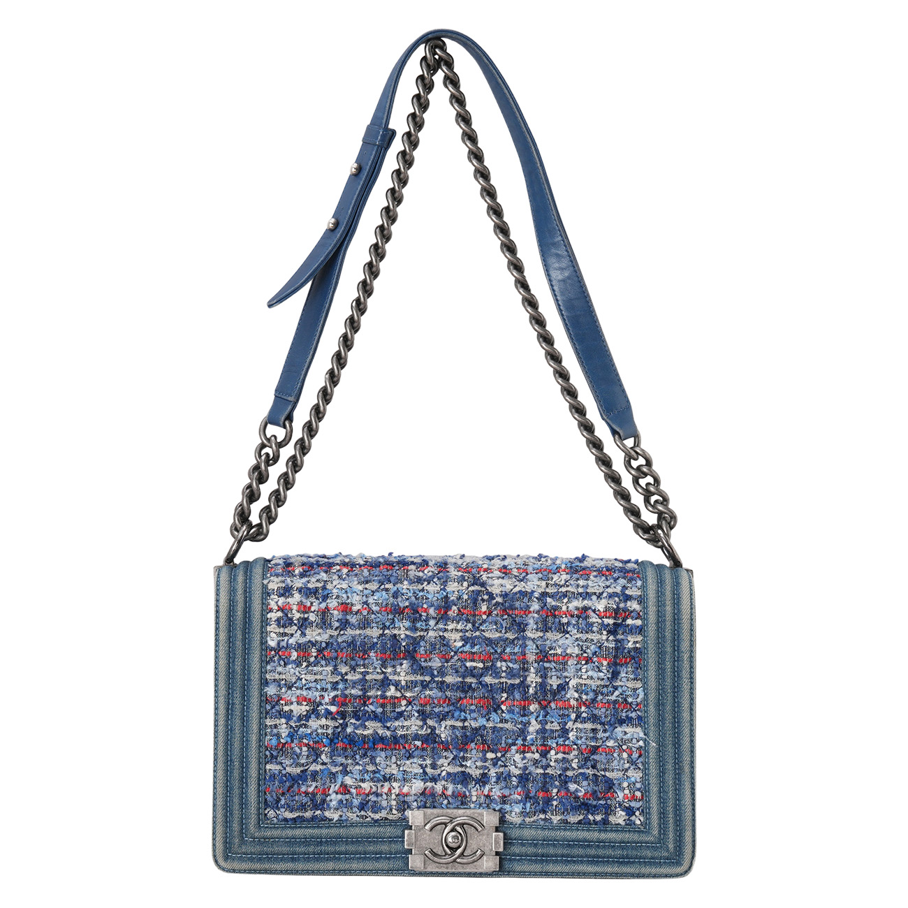 CHANEL(USED)샤넬 데님 트위드 보이샤넬 라지 플랩백