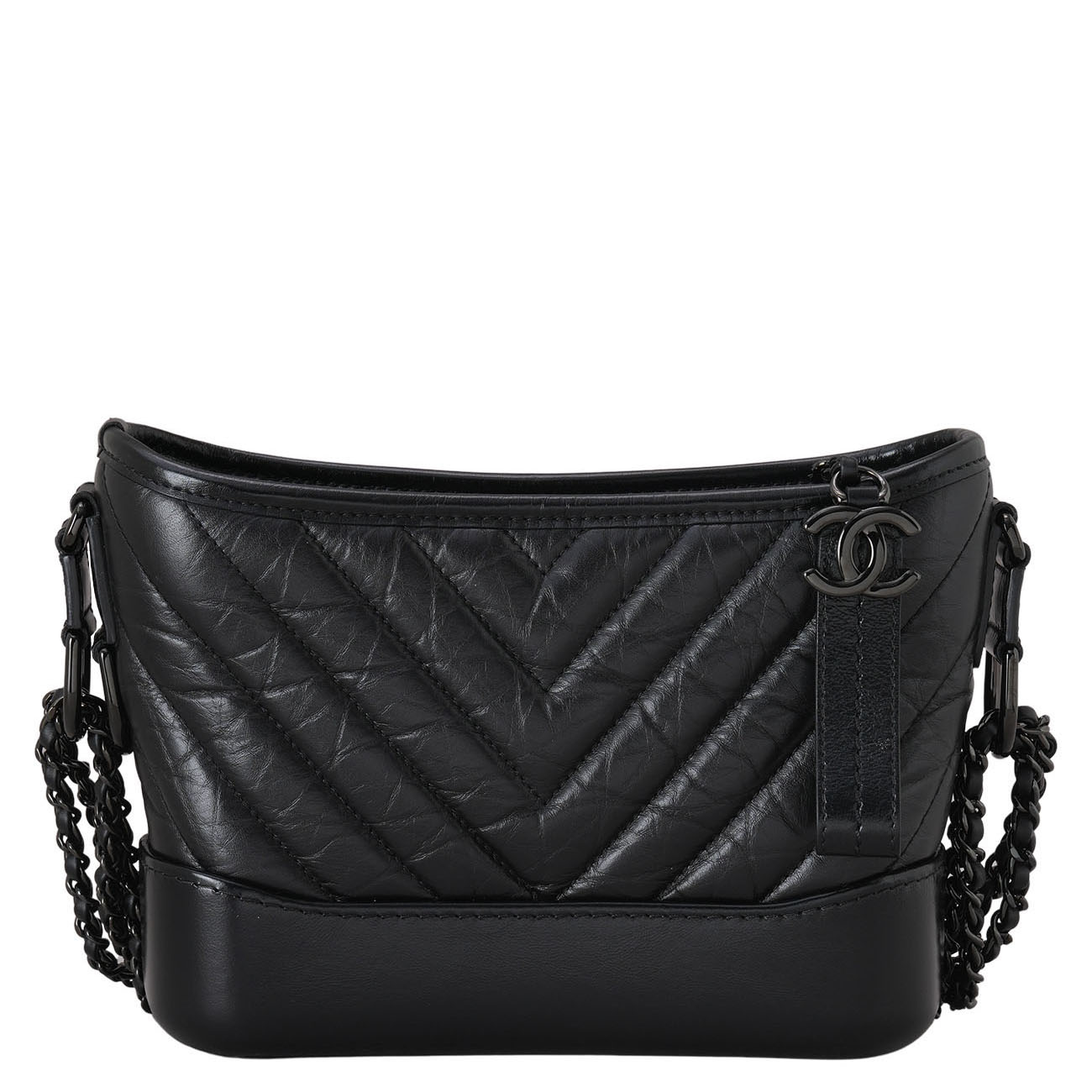 CHANEL(USED)샤넬 쉐브론 가브리엘 호보백 스몰 루테늄 메탈