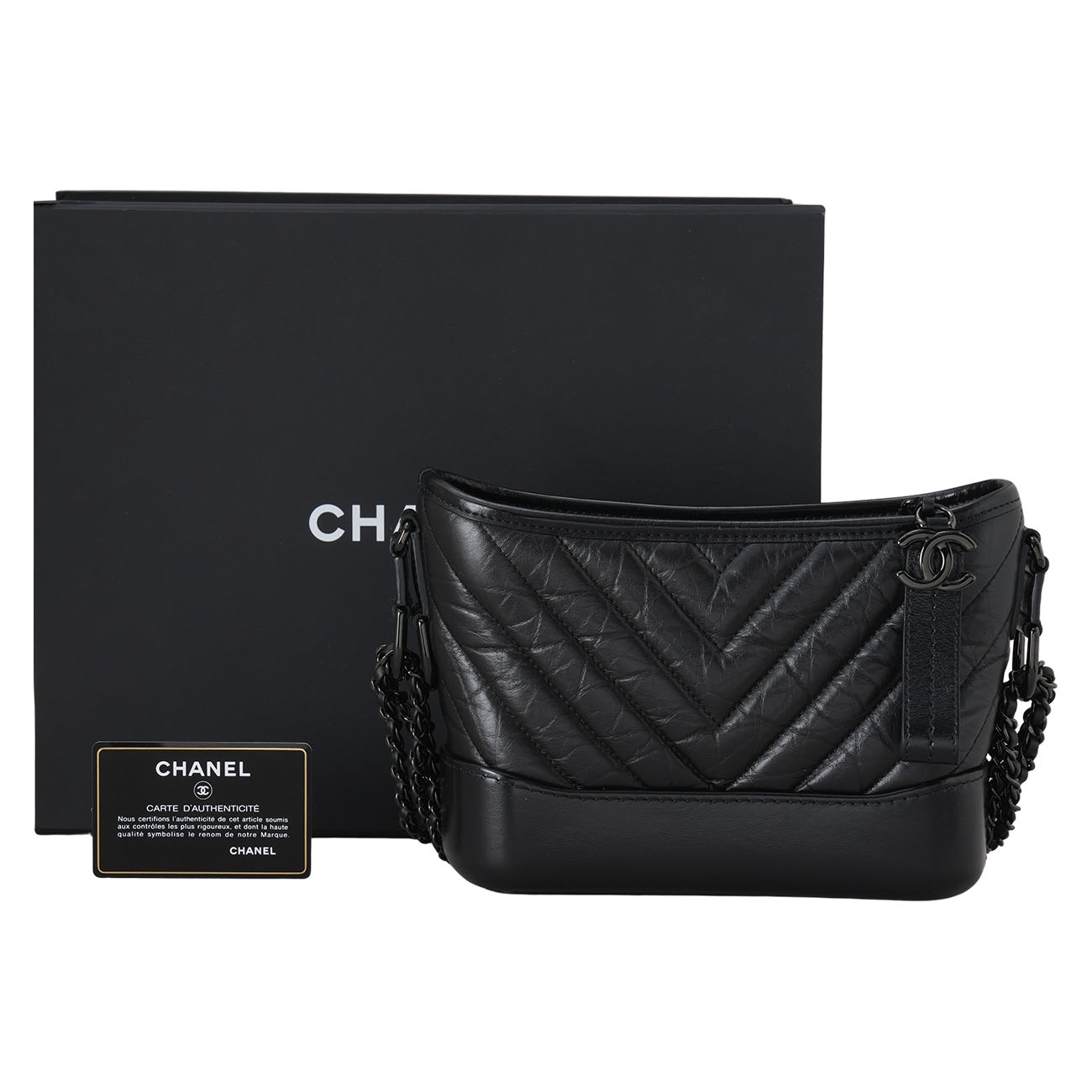 CHANEL(USED)샤넬 쉐브론 가브리엘 호보백 스몰 루테늄 메탈