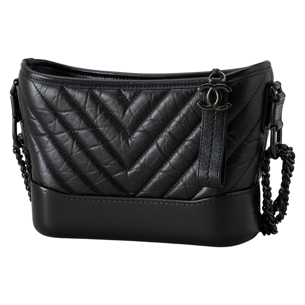 CHANEL(USED)샤넬 쉐브론 가브리엘 호보백 스몰 루테늄 메탈