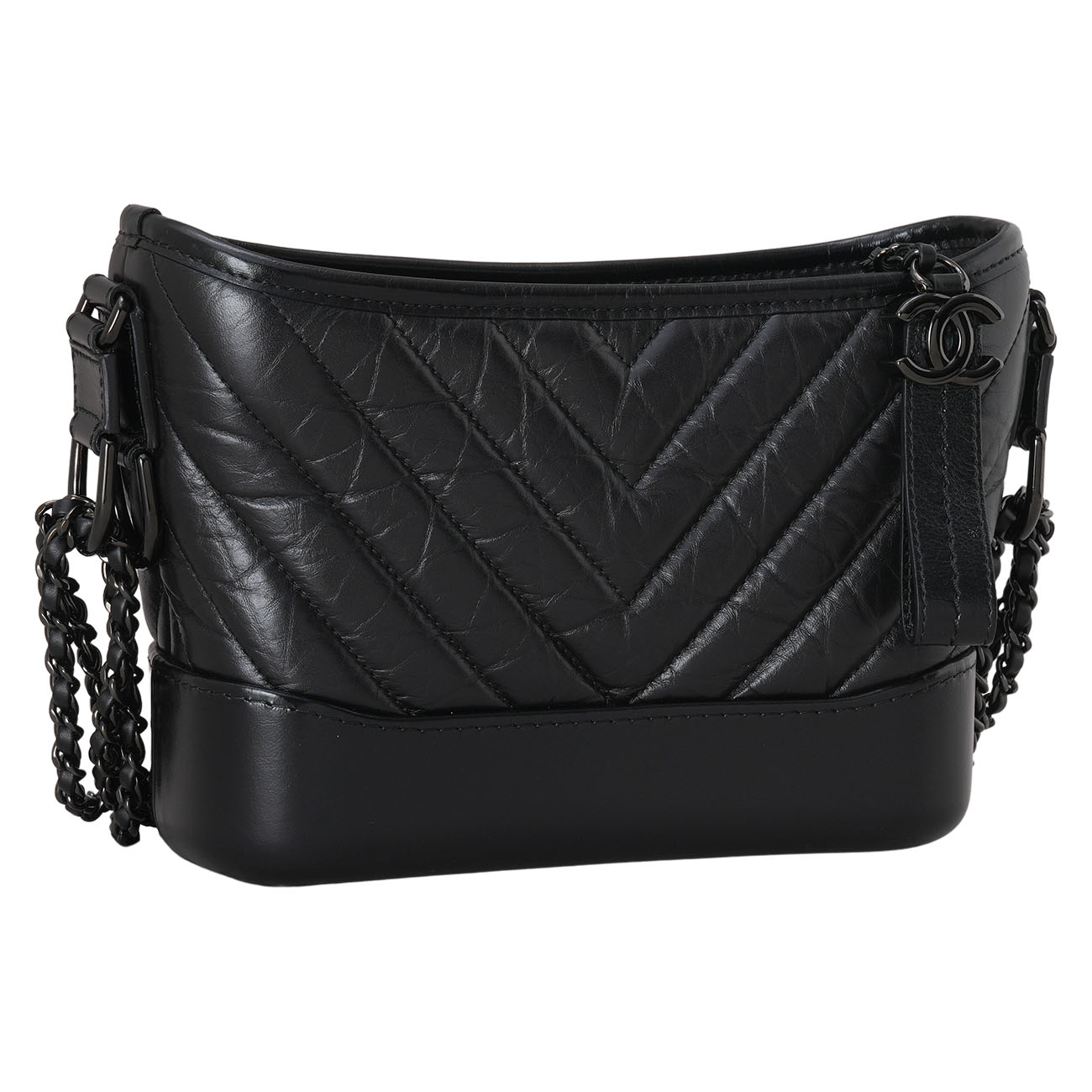 CHANEL(USED)샤넬 쉐브론 가브리엘 호보백 스몰 루테늄 메탈