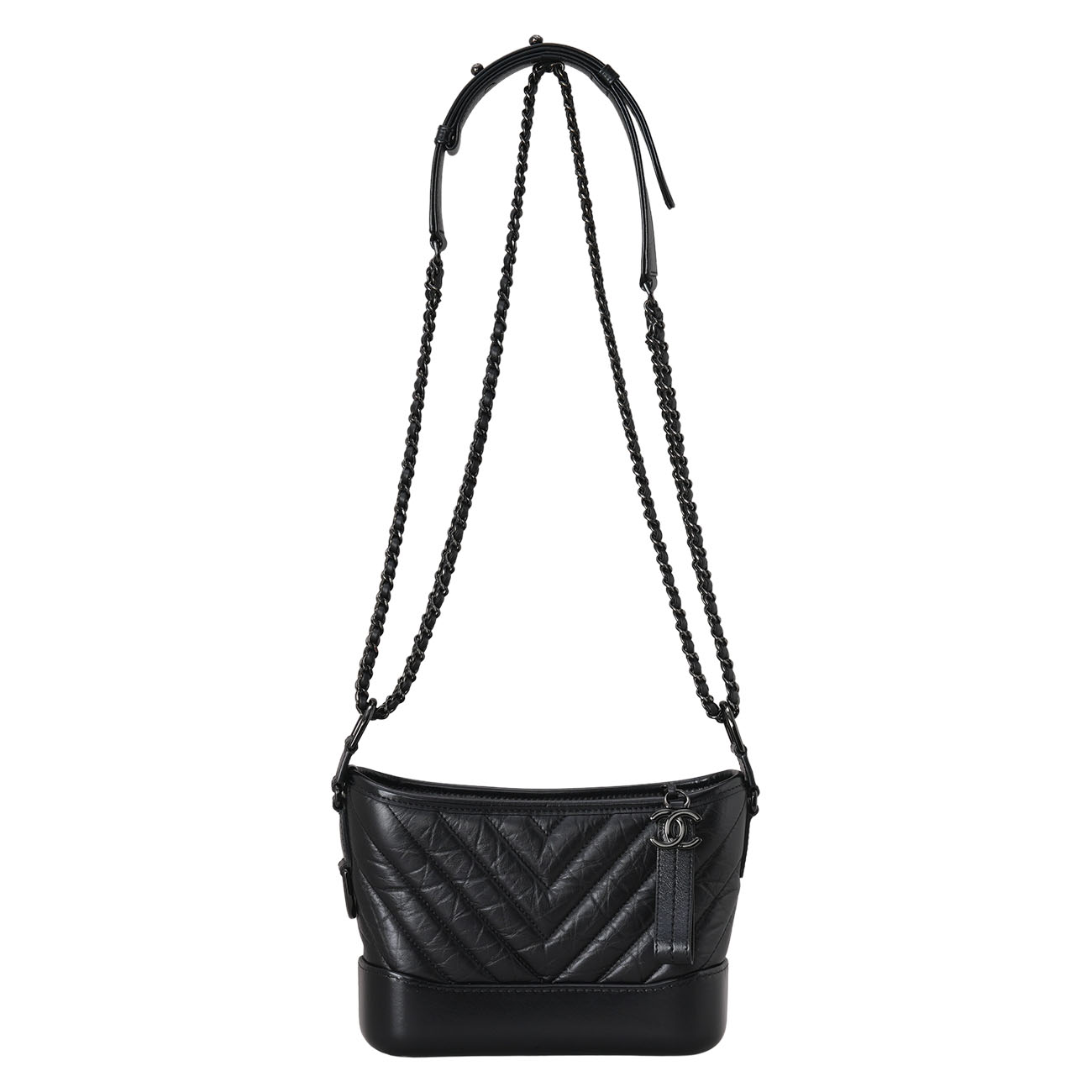 CHANEL(USED)샤넬 쉐브론 가브리엘 호보백 스몰 루테늄 메탈