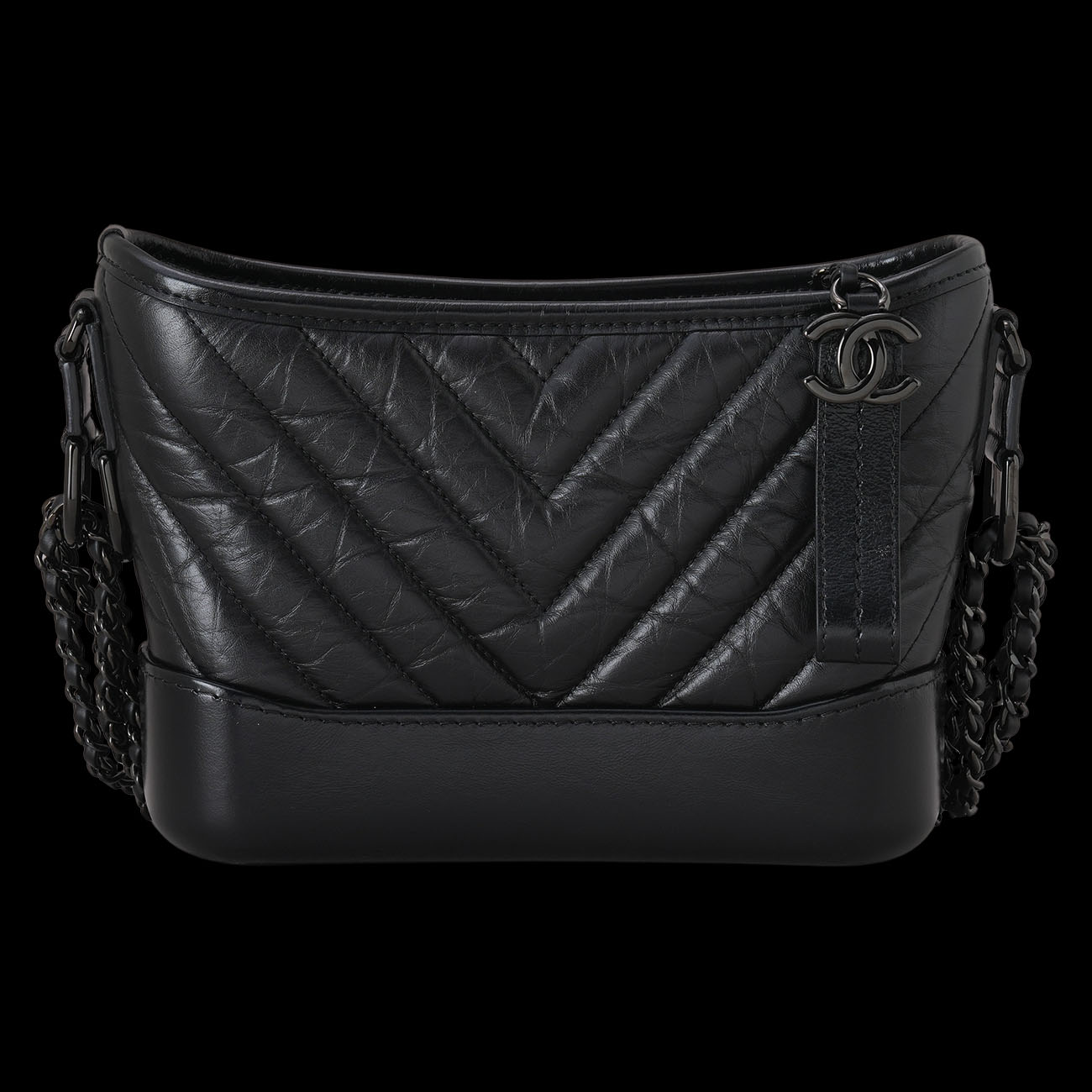 CHANEL(USED)샤넬 쉐브론 가브리엘 호보백 스몰 루테늄 메탈
