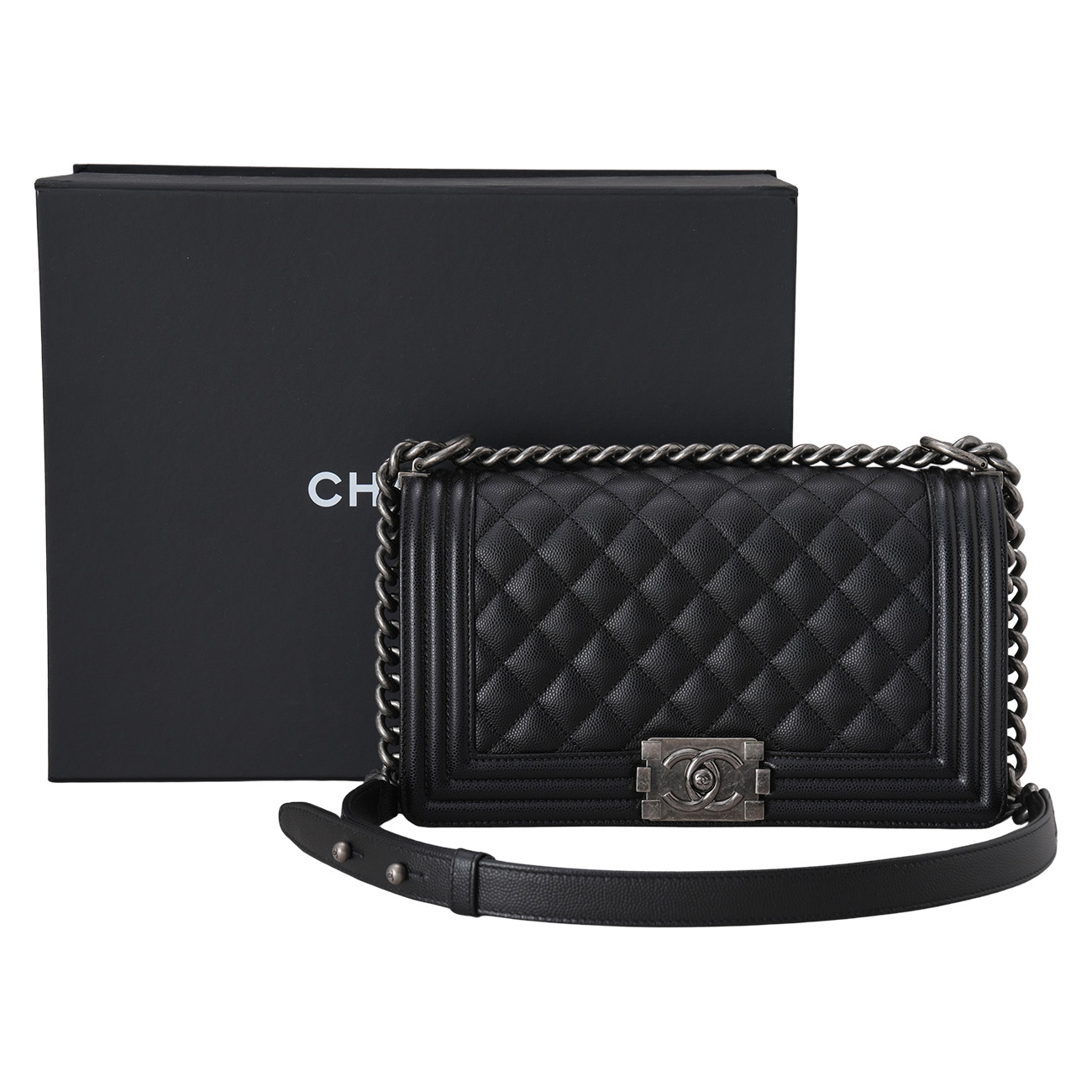 CHANEL(USED)샤넬 캐비어 보이샤넬 미듐 플랩백