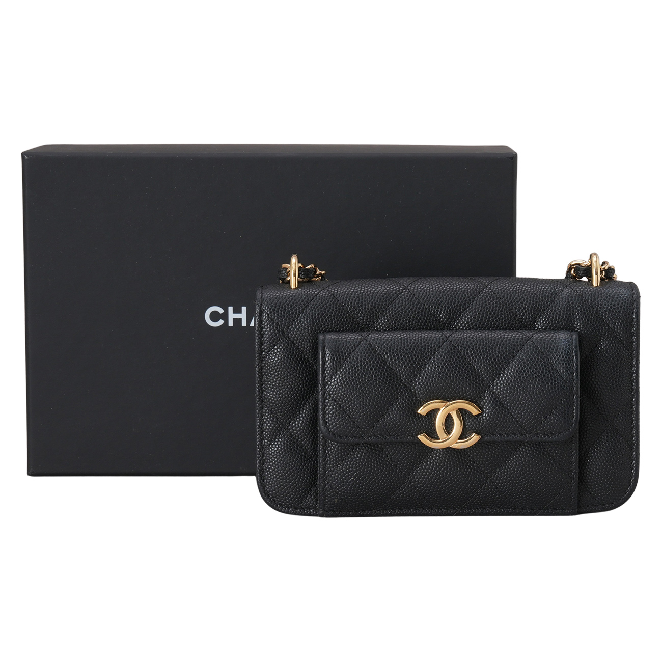 CHANEL(USED)샤넬 AP2831 캐비어 공방 포켓 미니 체인백