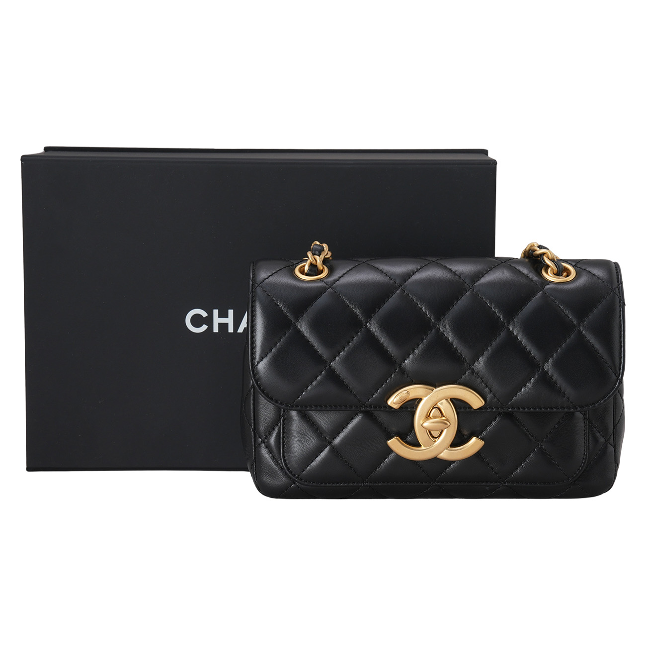 CHANEL(USED)샤넬 램스킨 시즌 빅로고 스몰 플랩백