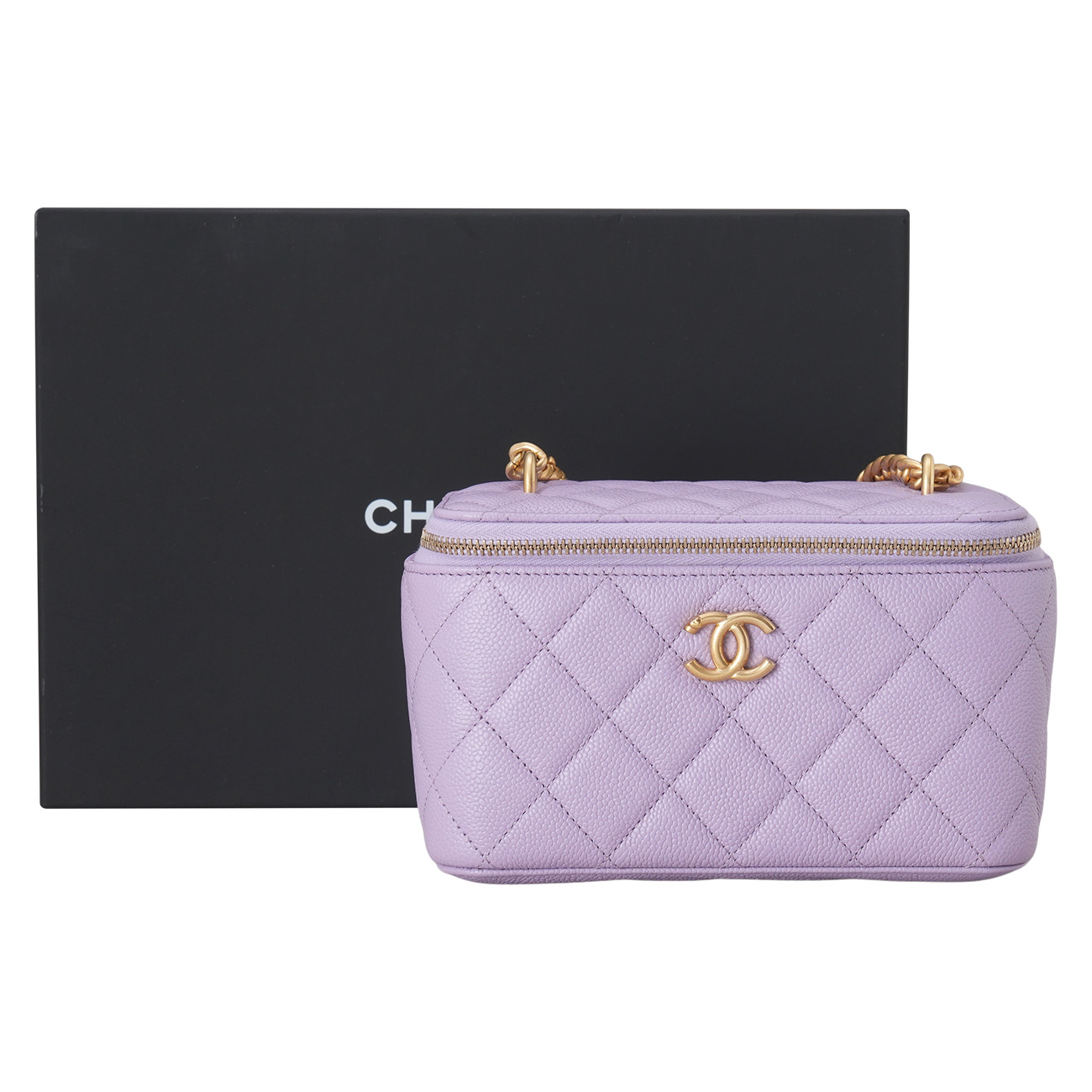 CHANEL(USED)샤넬 캐비어 직사각 베니티 하트볼