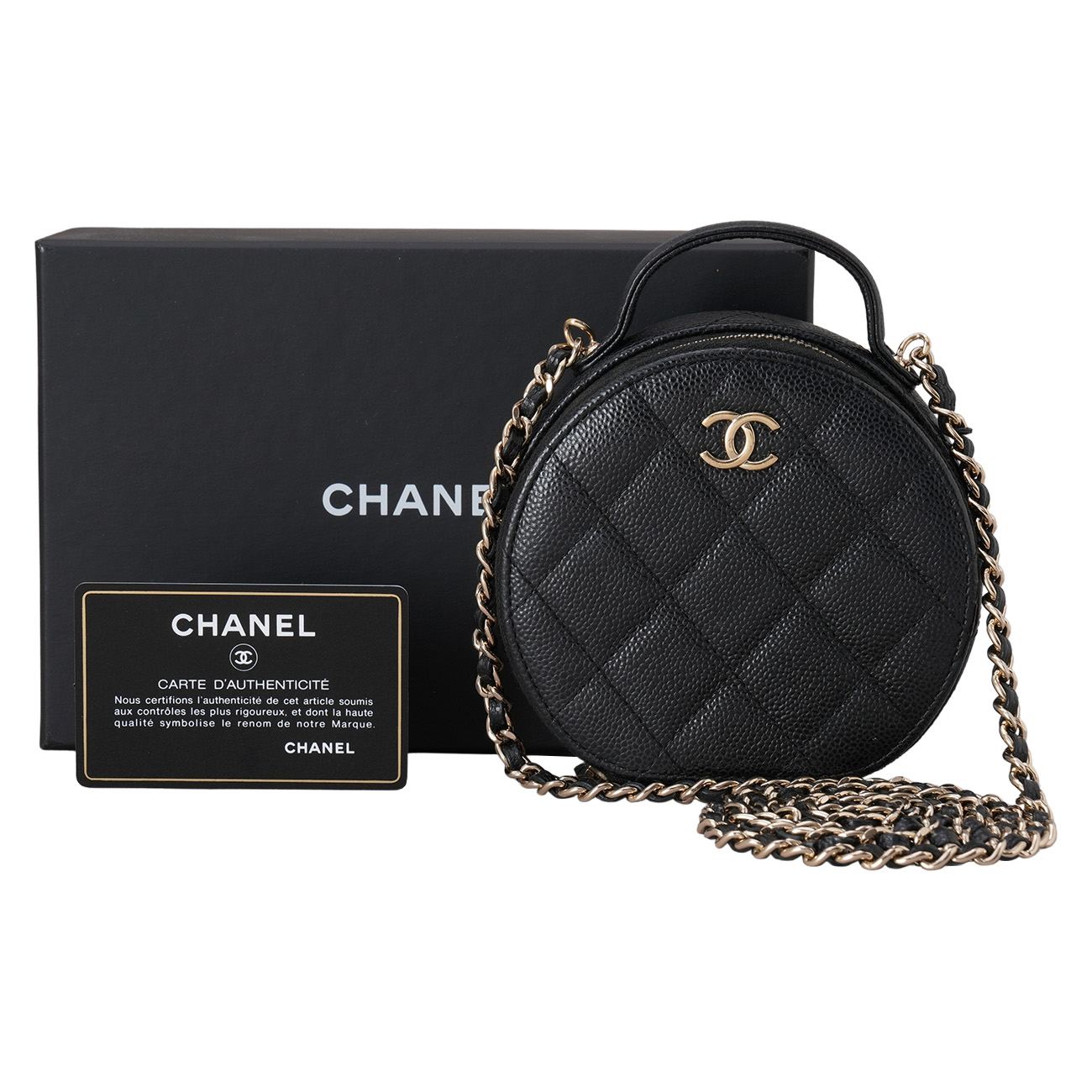 CHANEL(USED)샤넬 캐비어 라운드 탑핸들 체인 숄더백