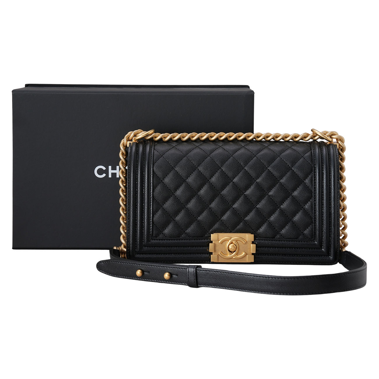 CHANEL(USED)샤넬 캐비어 보이샤넬 미듐 플랩백