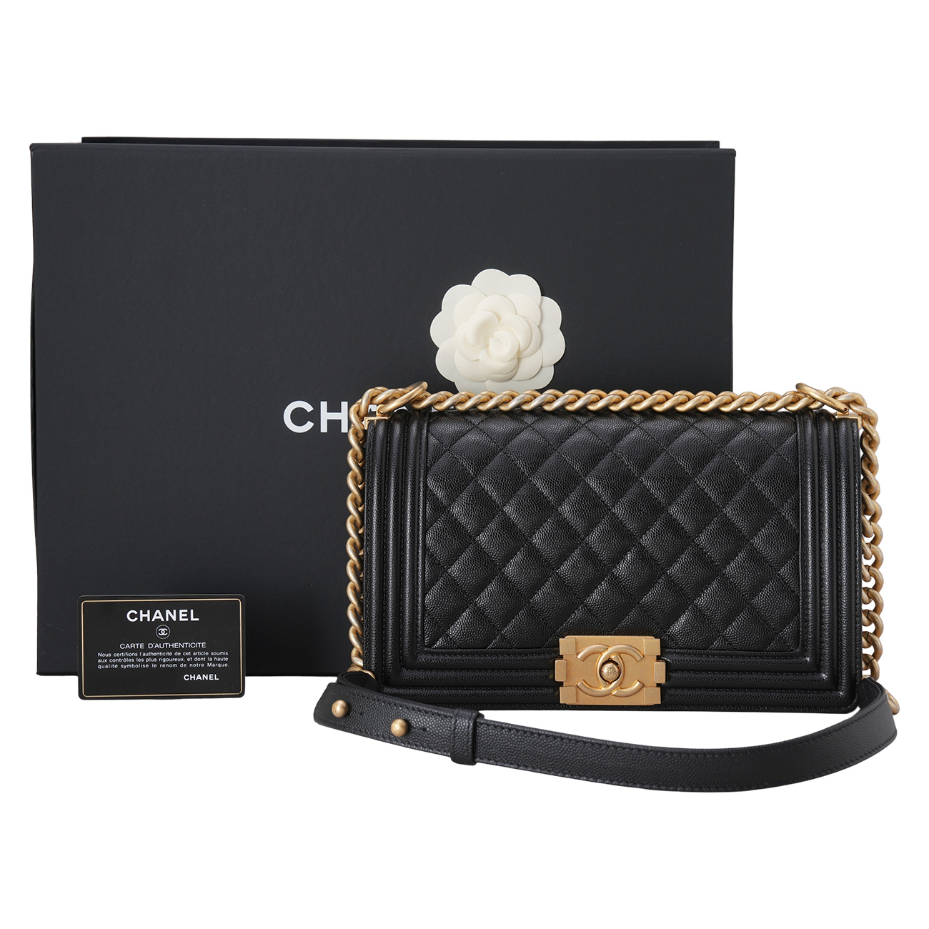 CHANEL(USED)샤넬 캐비어 보이샤넬 미듐