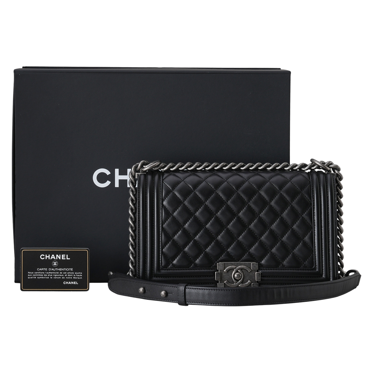 CHANEL(USED)샤넬 램스킨 보이샤넬 미듐