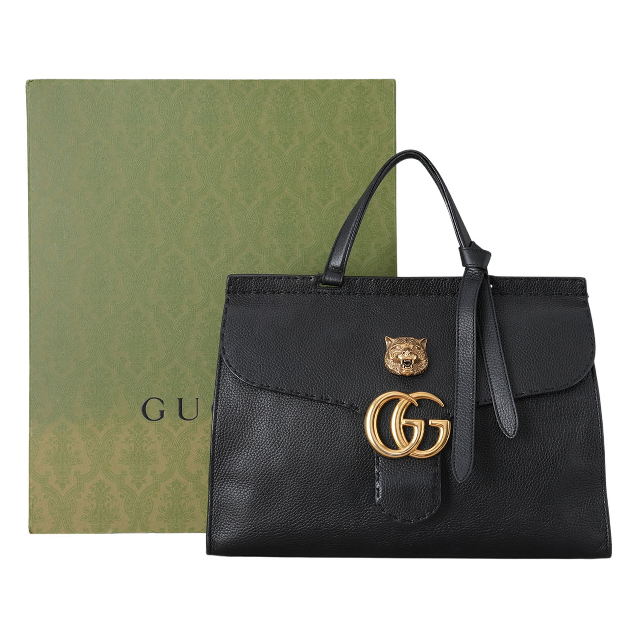GUCCI(USED)구찌 409155 마몽 타이거 헤드 탑핸들백