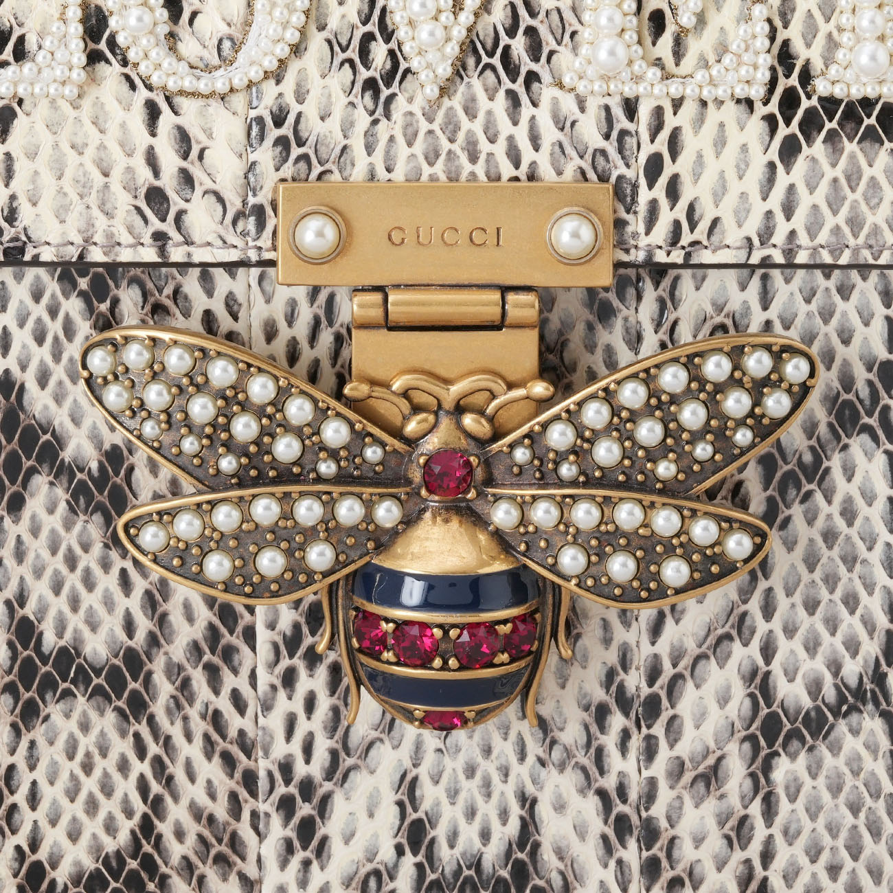 GUCCI(USED)구찌 476541 파이톤 퀸 마가렛 탑핸들