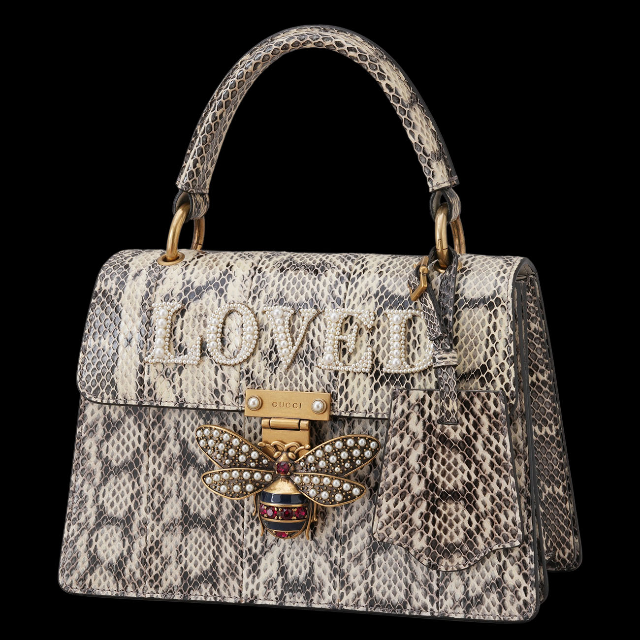 GUCCI(USED)구찌 476541 파이톤 퀸 마가렛 탑핸들