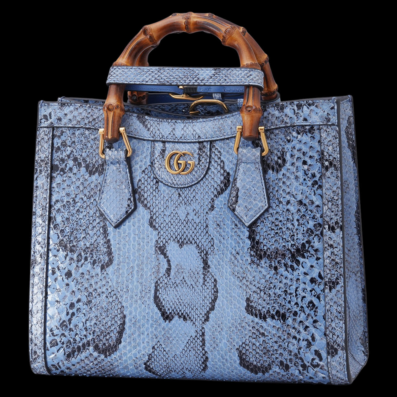 GUCCI(NEW)구찌 734677 파이톤 뱀부 다이애나 토트겸 숄더백
