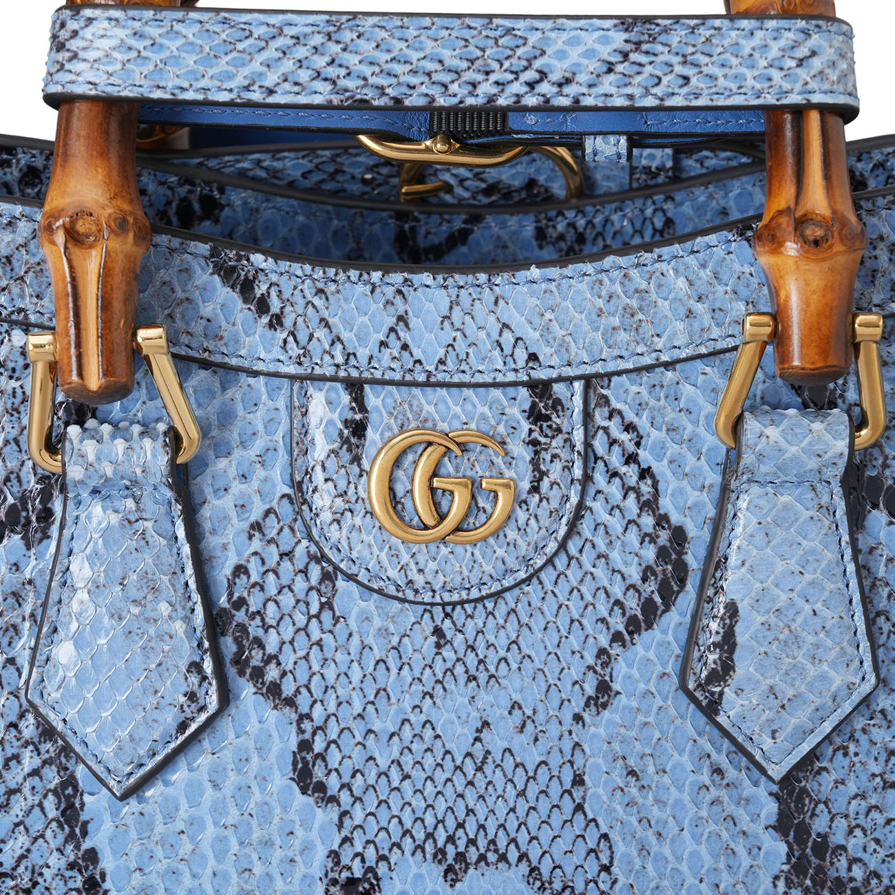 GUCCI(NEW)구찌 734677 파이톤 뱀부 다이애나 토트겸 숄더백