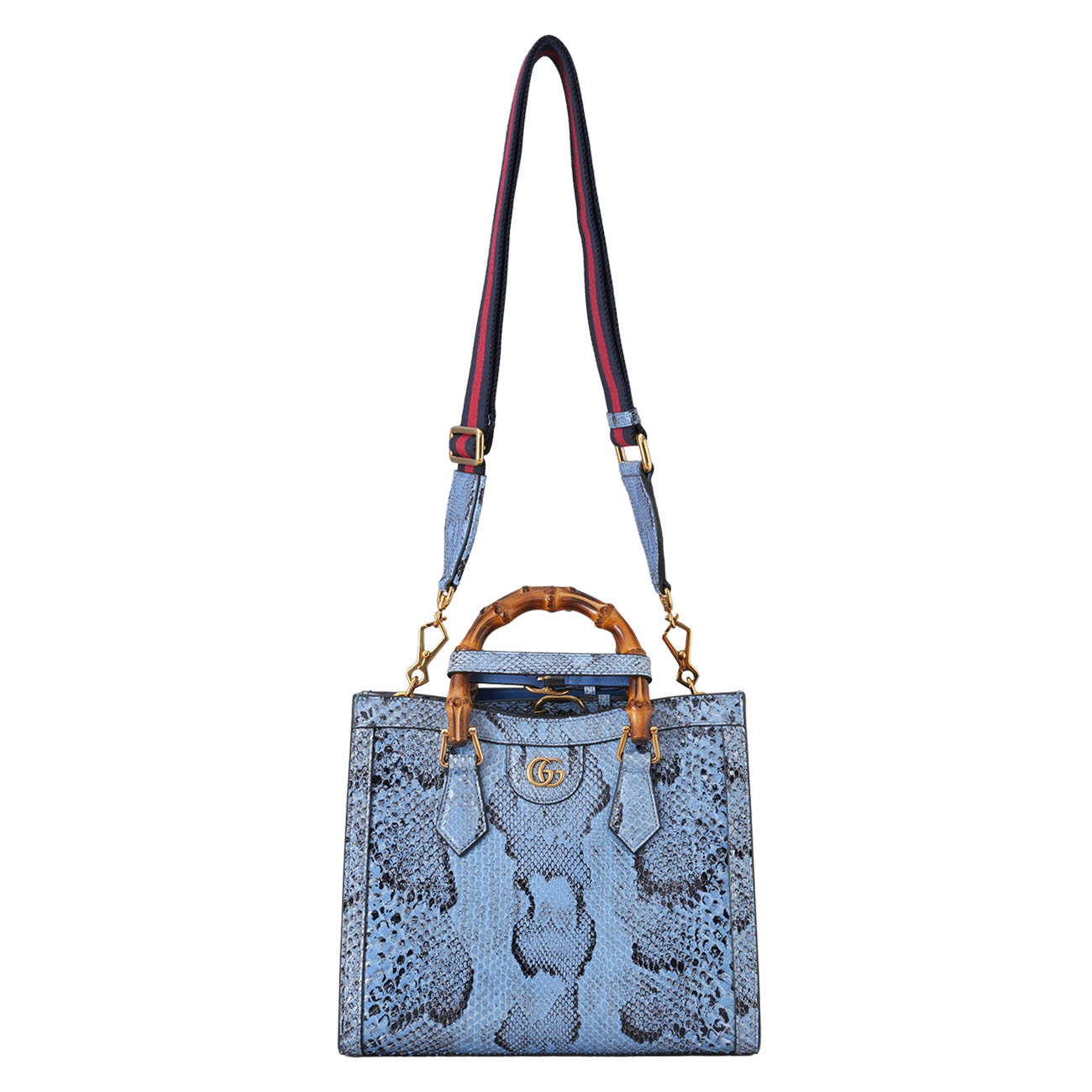 GUCCI(NEW)구찌 734677 파이톤 뱀부 다이애나 토트겸 숄더백