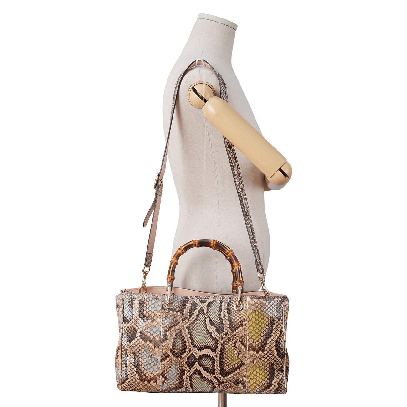 GUCCI(USED)구찌 323660 파이톤 레더 뱀부 토트백