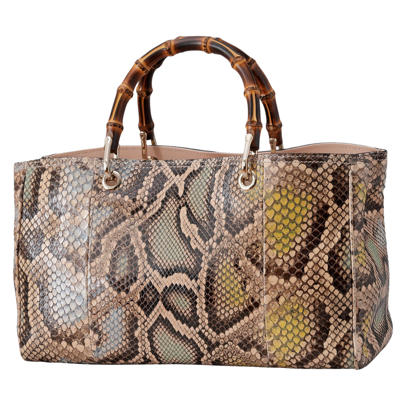 GUCCI(USED)구찌 323660 파이톤 레더 뱀부 토트백