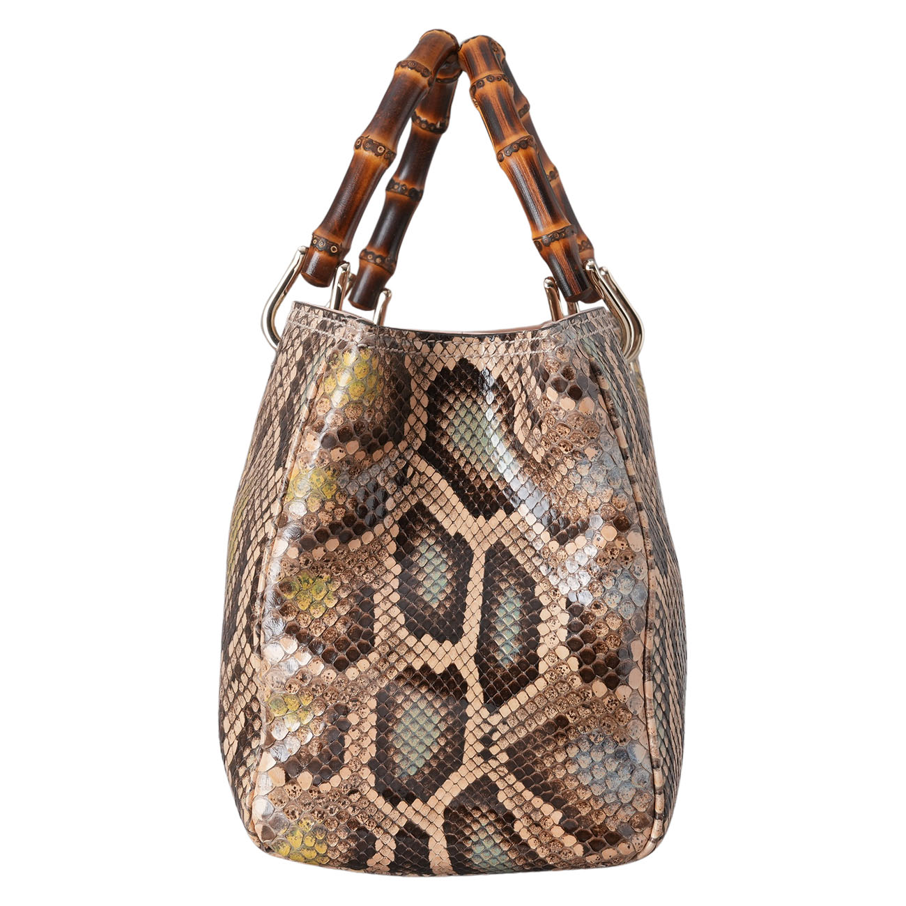 GUCCI(USED)구찌 323660 파이톤 레더 뱀부 토트백
