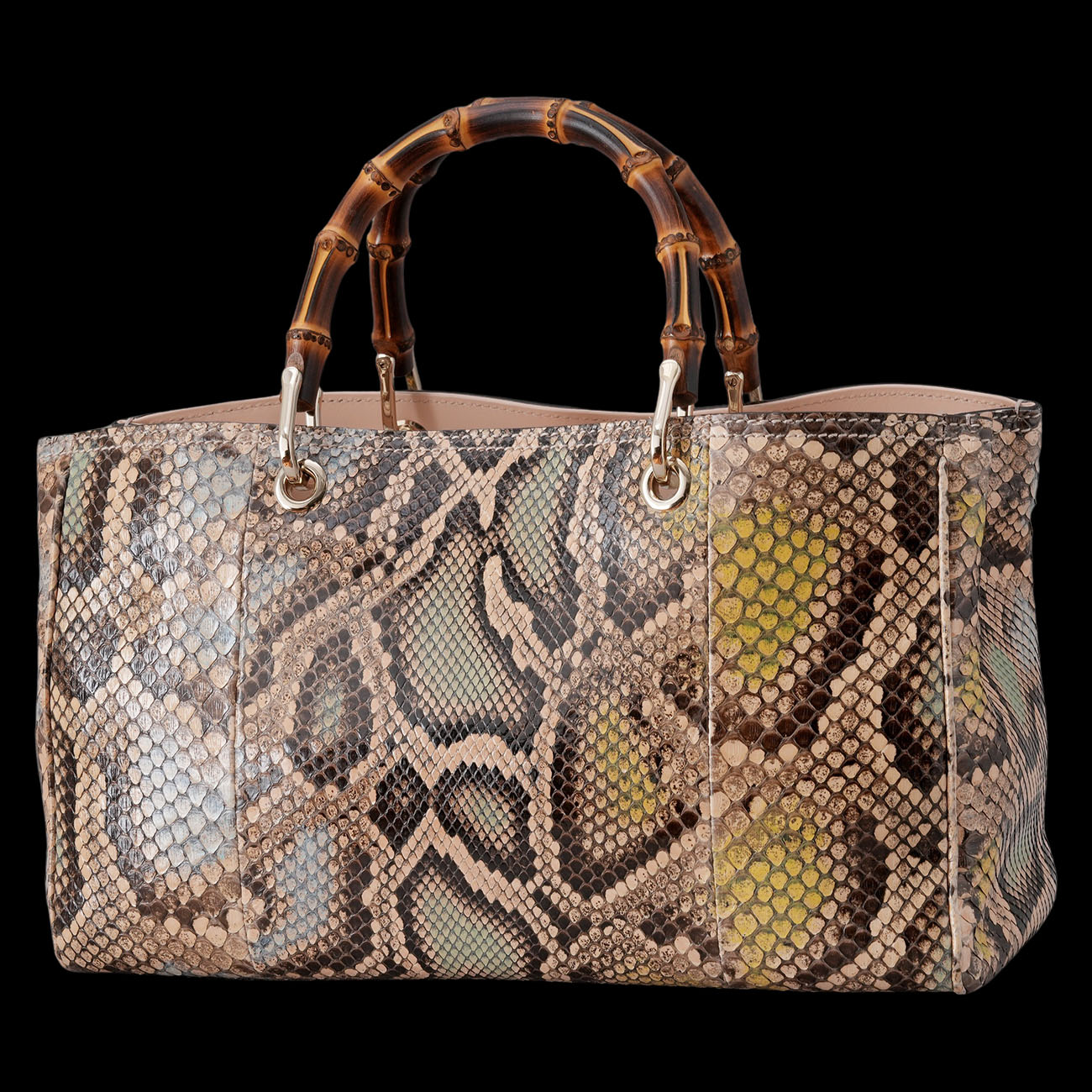 GUCCI(USED)구찌 323660 파이톤 레더 뱀부 토트백