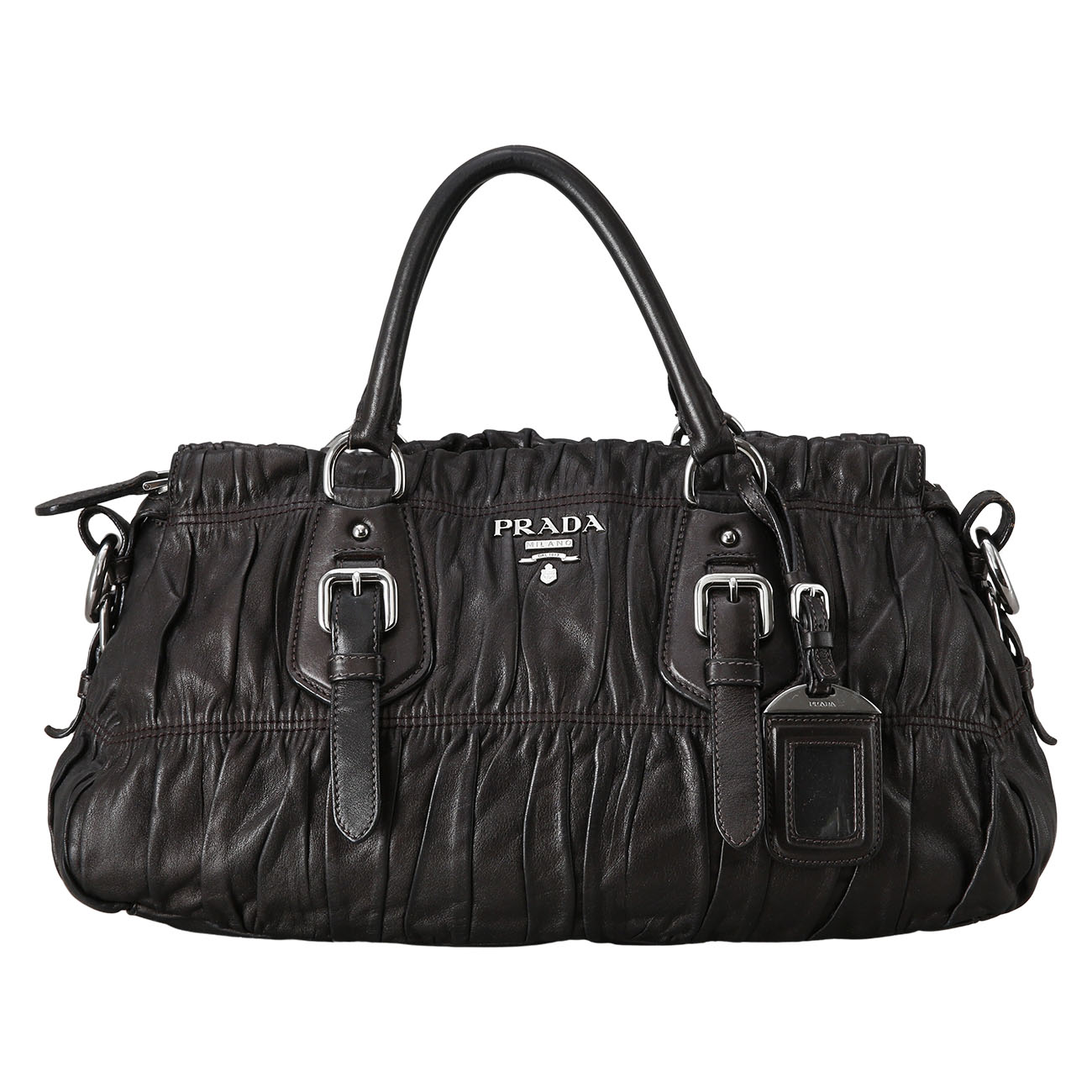 PRADA(USED)프라다 BN1407 레더 고프레 숄더백