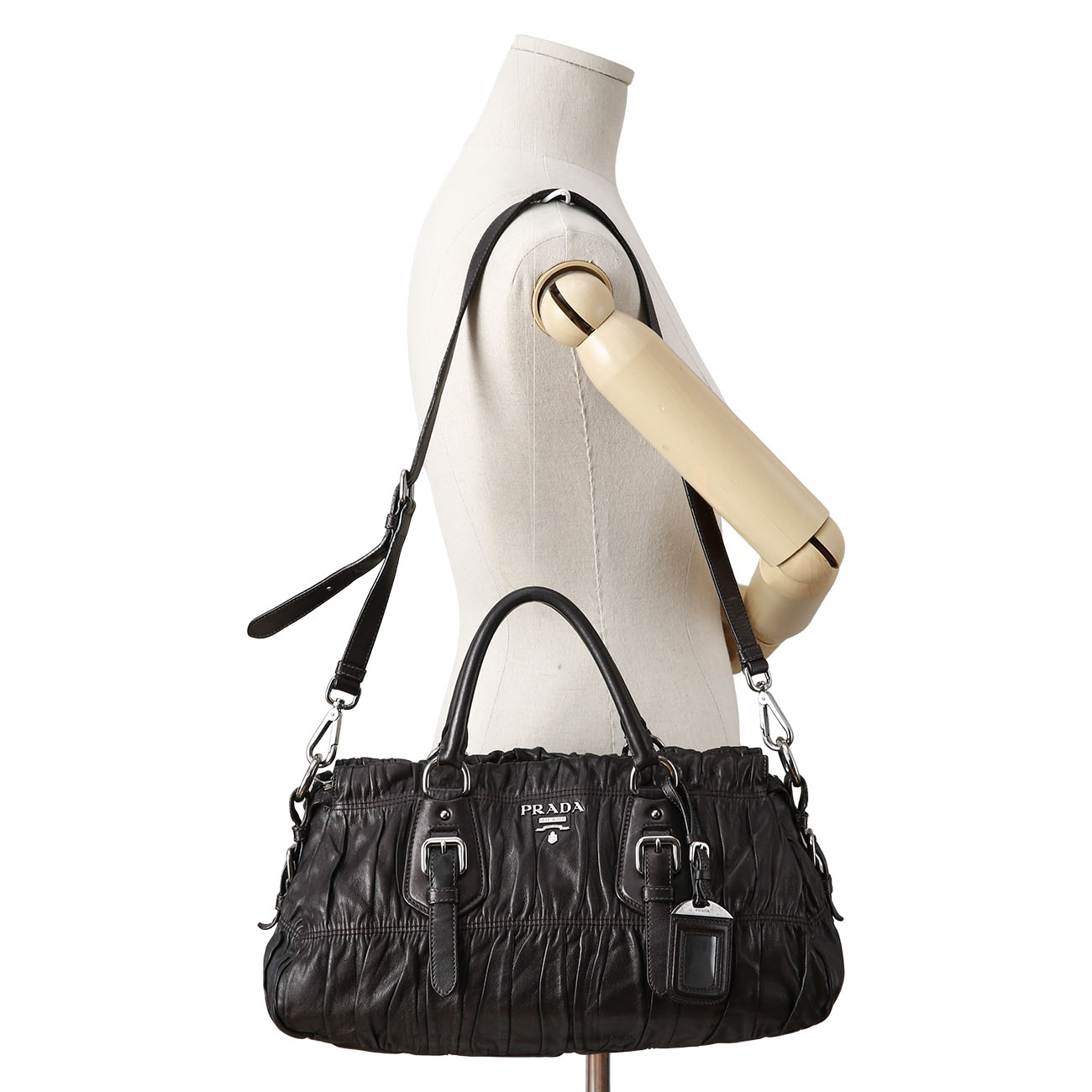 PRADA(USED)프라다 BN1407 레더 고프레 숄더백